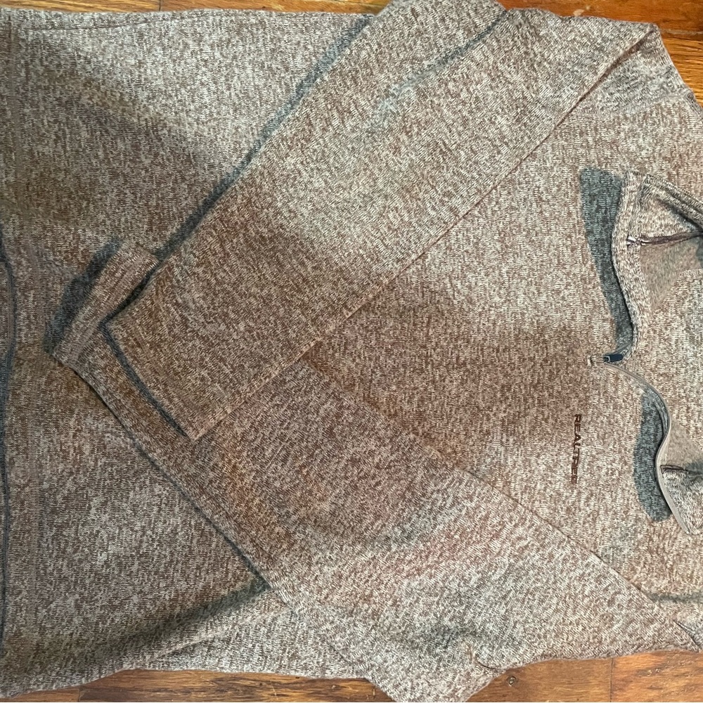 Realtree Men's Heathered Brown Zip-Up Sweater
